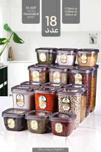 برسی ظروف ۱۸ تکه نگهداری حبوبات Kitchen Life کد MCH07842