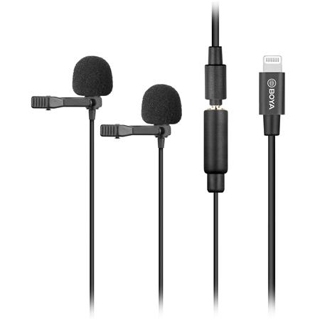 برسی میکروفن یقه ای بویا BOYA BY-M2D Dual Clip-on Lavalier Microphone For IOS