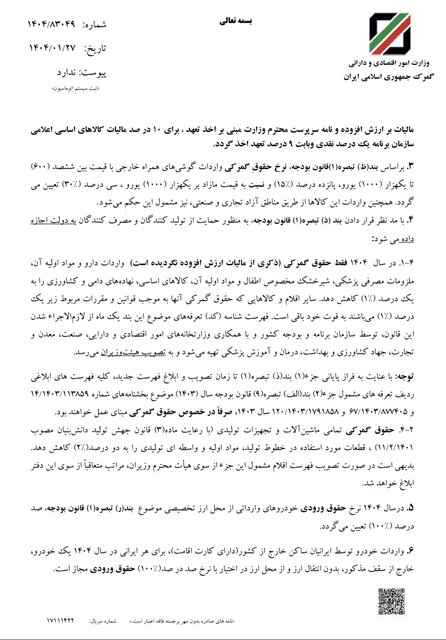 گمرک اصلاح کرد/ تعرفه خودروهای هیبریدی و برقی فعلا ۱۵ و ۴ درصد